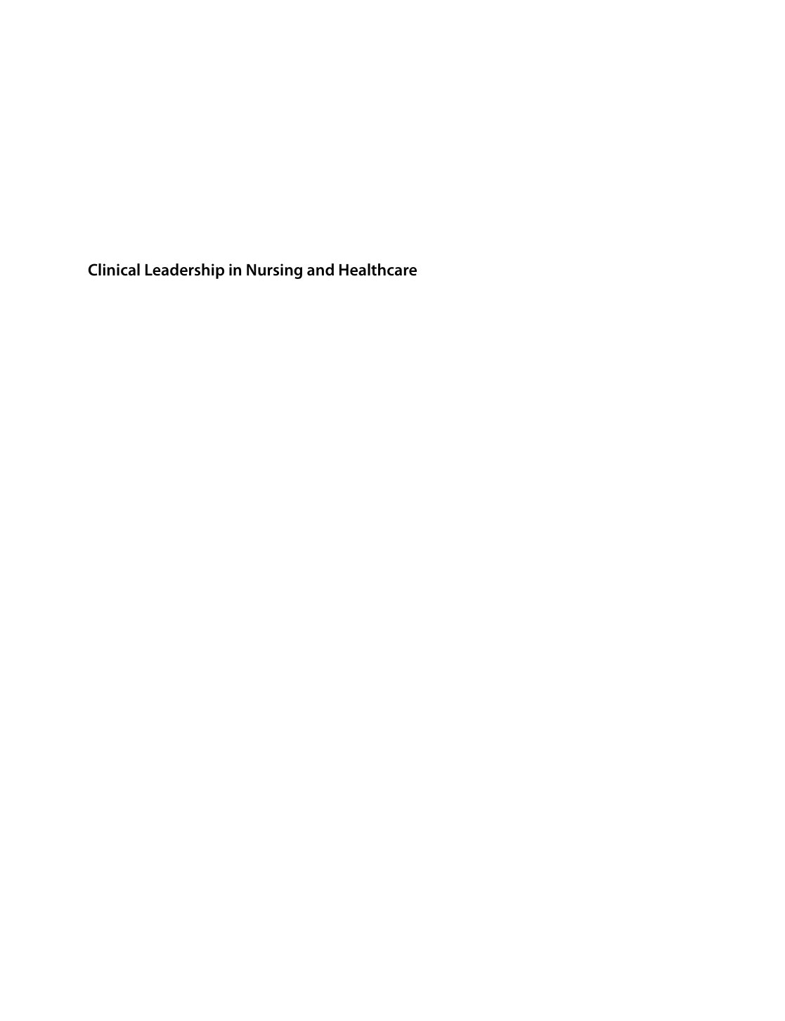 Clinical Leadership in Nursing and Healthcare cover